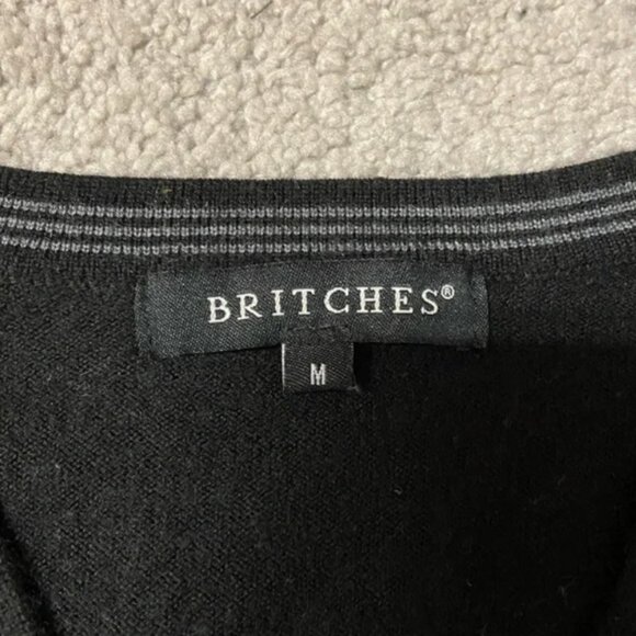 BRITCHES Men’s Black Lightweight V-Neck Long Sleeve Sweater - Picture 3 of 7